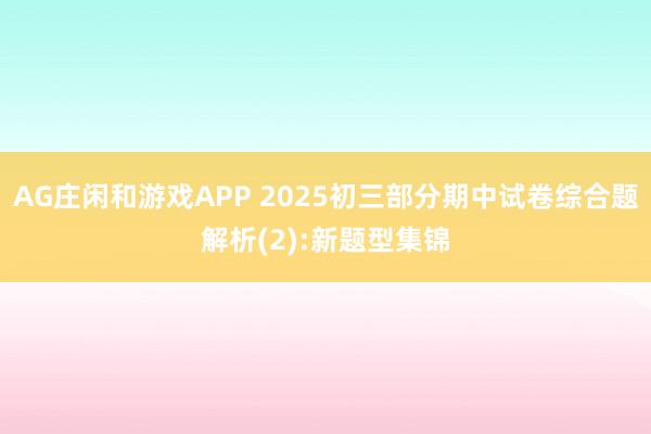 AG庄闲和游戏APP 2025初三部分期中试卷综合题解析(2):新题型集锦