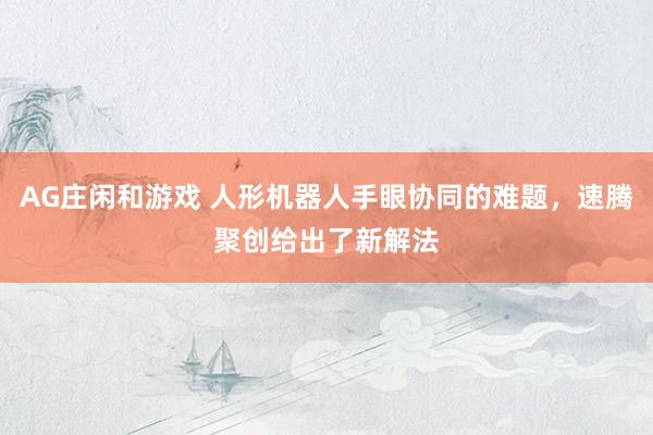 AG庄闲和游戏 人形机器人手眼协同的难题，速腾聚创给出了新解法
