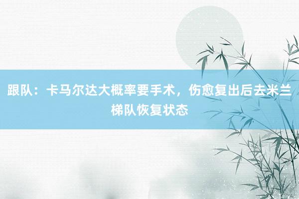 跟队：卡马尔达大概率要手术，伤愈复出后去米兰梯队恢复状态