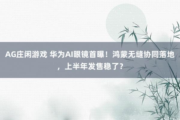 AG庄闲游戏 华为AI眼镜首曝！鸿蒙无缝协同落地，上半年发售稳了？