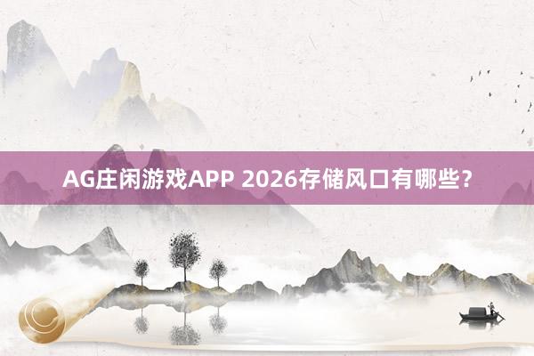 AG庄闲游戏APP 2026存储风口有哪些？