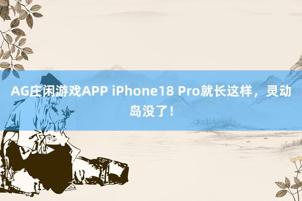 AG庄闲游戏APP iPhone18 Pro就长这样，灵动岛没了！