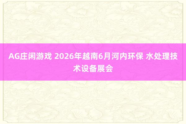 AG庄闲游戏 2026年越南6月河内环保 水处理技术设备展会