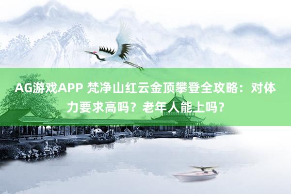 AG游戏APP 梵净山红云金顶攀登全攻略：对体力要求高吗？老年人能上吗？