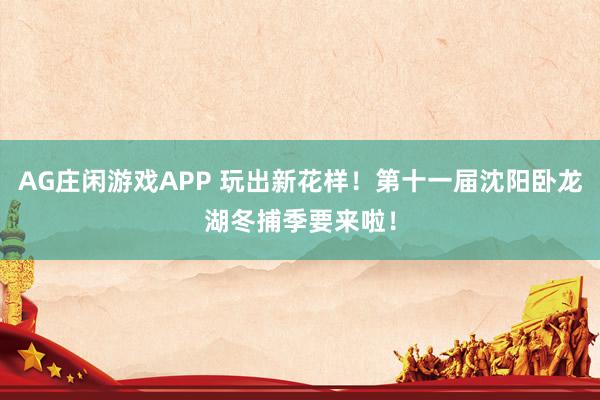 AG庄闲游戏APP 玩出新花样!第十一届沈阳卧龙湖冬捕季要来啦!