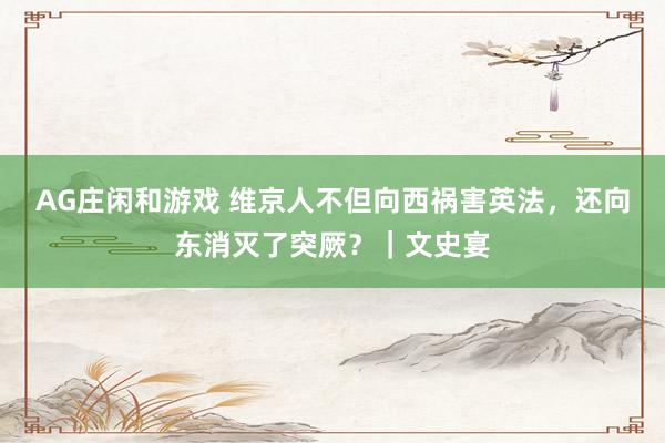 AG庄闲和游戏 维京人不但向西祸害英法,还向东消灭了突厥?|文史宴