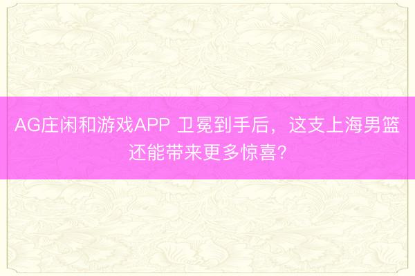 AG庄闲和游戏APP 卫冕到手后，这支上海男篮还能带来更多惊喜？