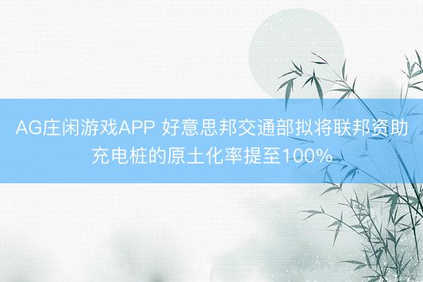 AG庄闲游戏APP 好意思邦交通部拟将联邦资助充电桩的原土化率提至100%