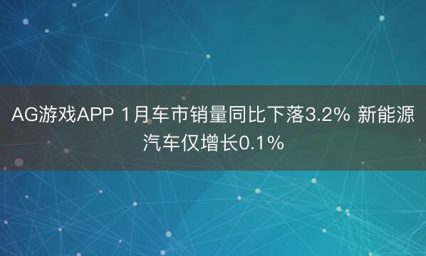 AG游戏APP 1月车市销量同比下落3.2% 新能源汽车仅增长0.1%