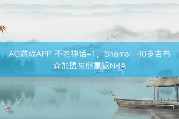 AG游戏APP 不老神话+1,Shams:40岁吉布森加盟灰熊重返NBA